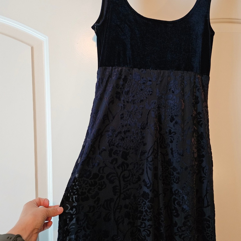 Vtg 90s Velvet Burnout Floral Maxi Dress 4 Whimsigoth Laundry Empire Babydoll - Picture 10 of 14